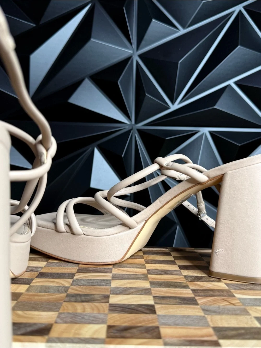 Marc Fisher Women’s Size 11 Beige Strappy Platform Block Heel Sandals NWOB